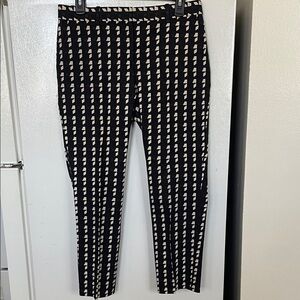 Theory Size 4 Trecca 2 Geometric Plaid Virgin Wool‎ Navy w/ black tan Trousers